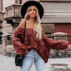 sweater style neck and knitted European Women's loose - round - American pullover image 7