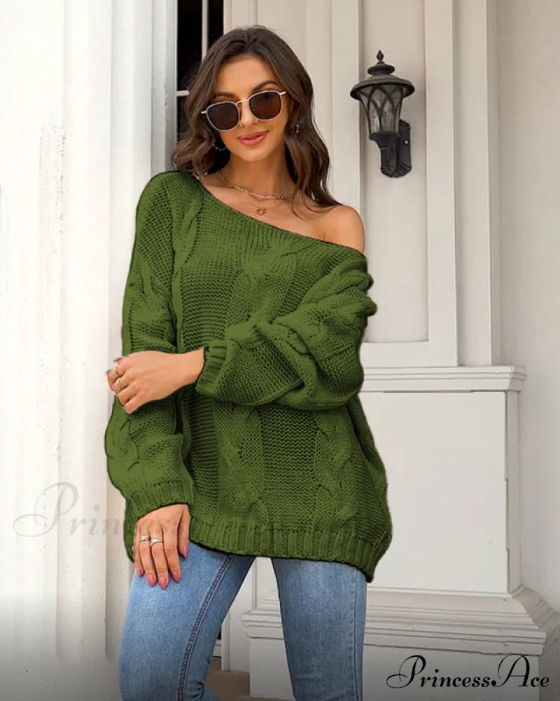 sweater style neck and knitted European Women's loose - round - American pullover image 6