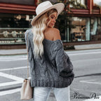 sweater style neck and knitted European Women's loose - round - American pullover image 5