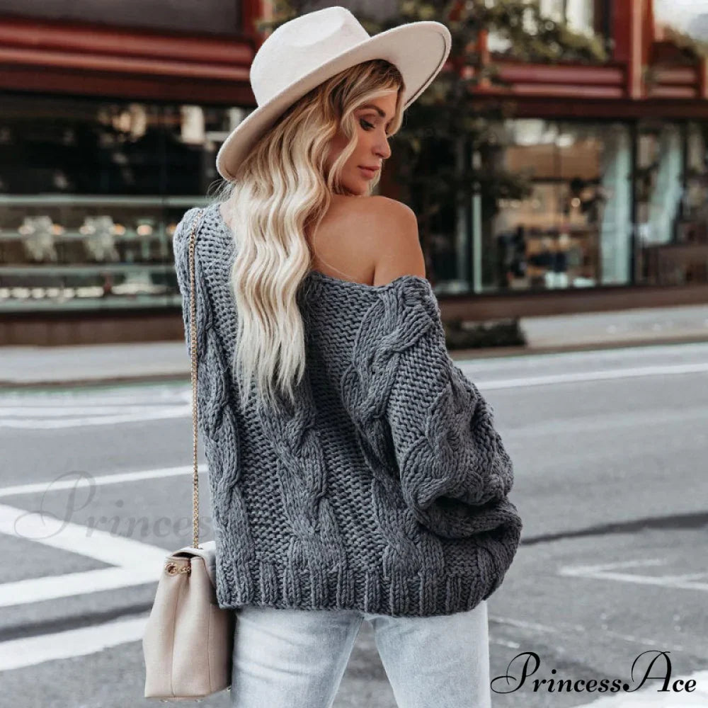 sweater style neck and knitted European Women's loose - round - American pullover image 5
