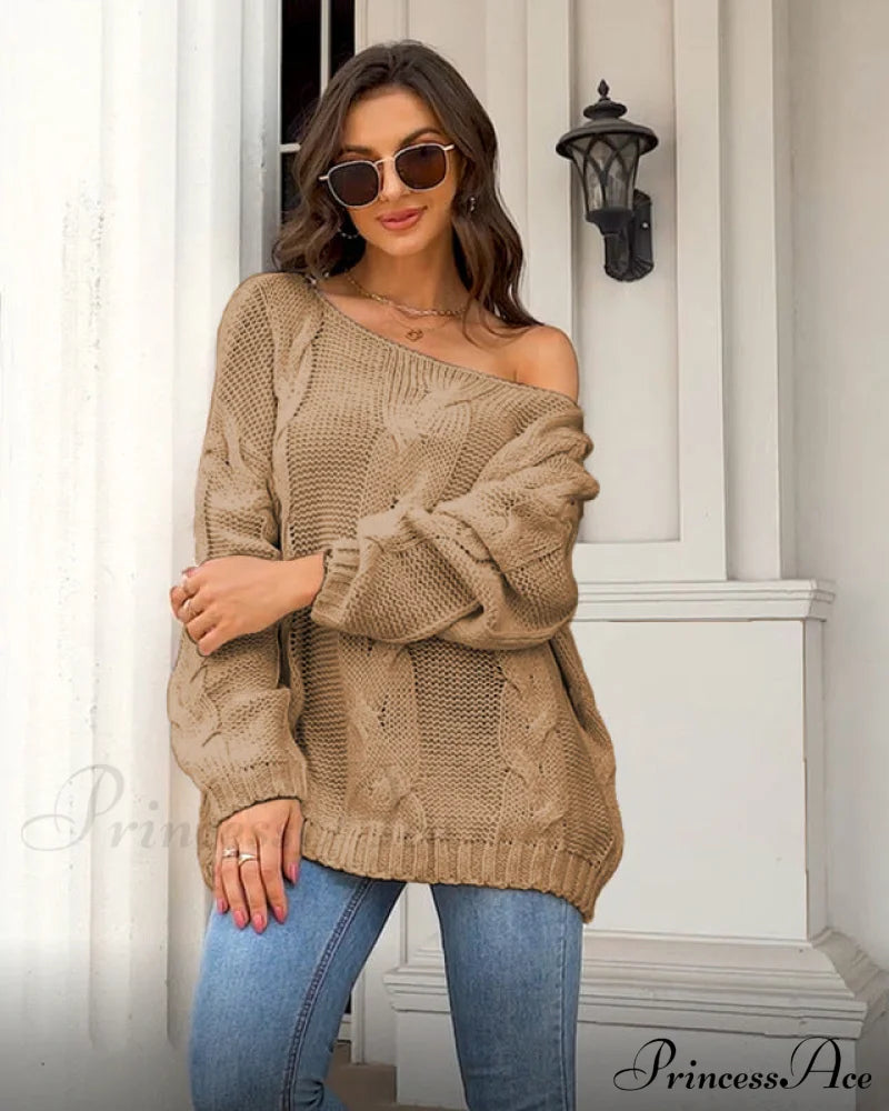 sweater style neck and knitted European Women's loose - round - American pullover image 2