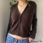 Sweatshirts Hoodies Zip-up Women鈥檚 Long Cardigan Solid Knit Y2K Color Drawstring Casual Sweaters Arm Clothing image 3