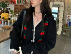 Sweet Cherry Button-Up Patchwork Knit Cardigan image 5