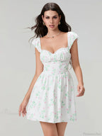 Sweet Elegant Floral Corset Mini Lace Trim Low-Cut Backless A-Line Dress image 2