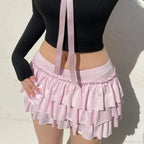 Sweet Low-Waist Pink A-Line Skirt image 6