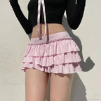 Sweet Low-Waist Pink A-Line Skirt image 4
