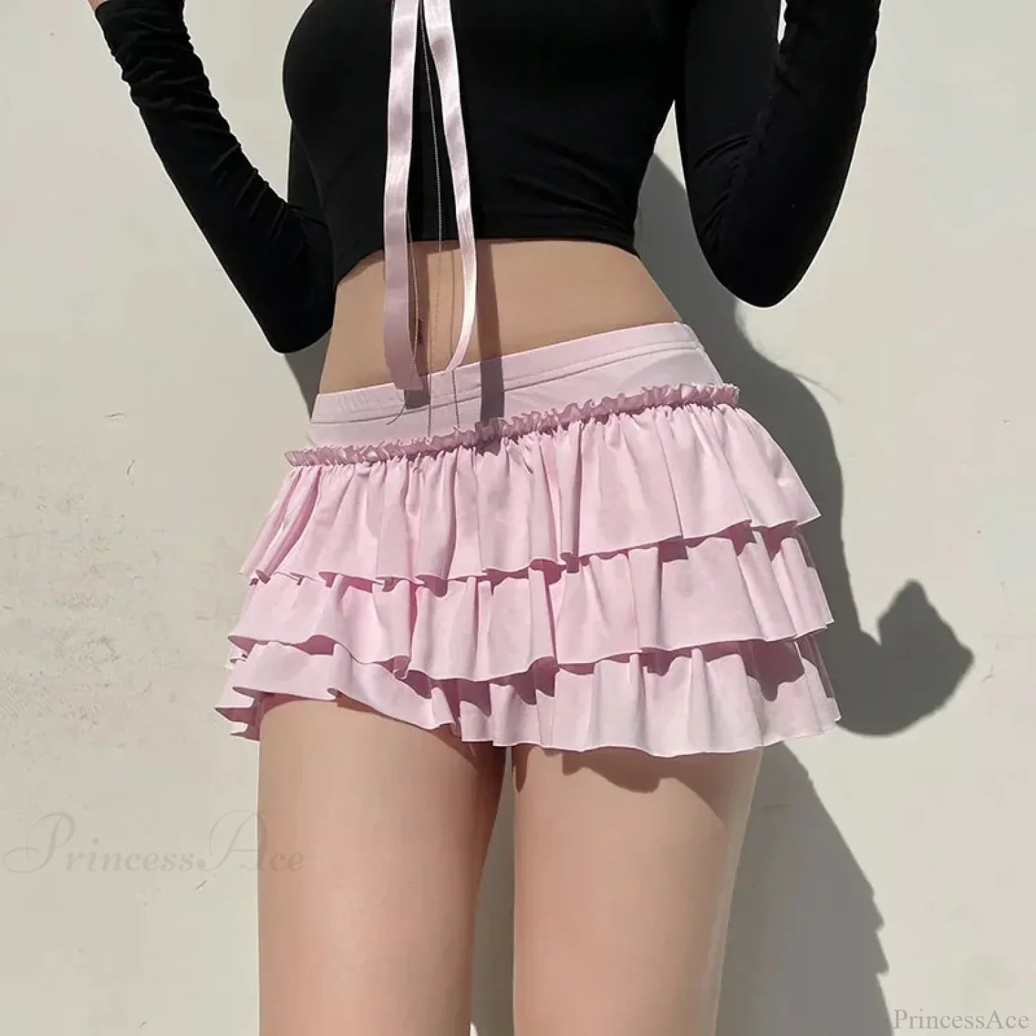Sweet Low-Waist Pink A-Line Skirt image 4
