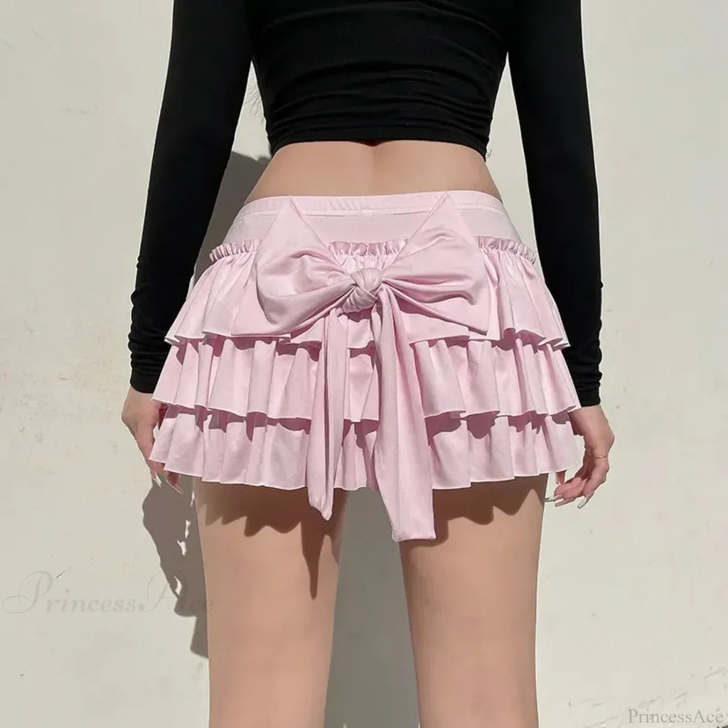 Sweet Low-Waist Pink A-Line Skirt image 5