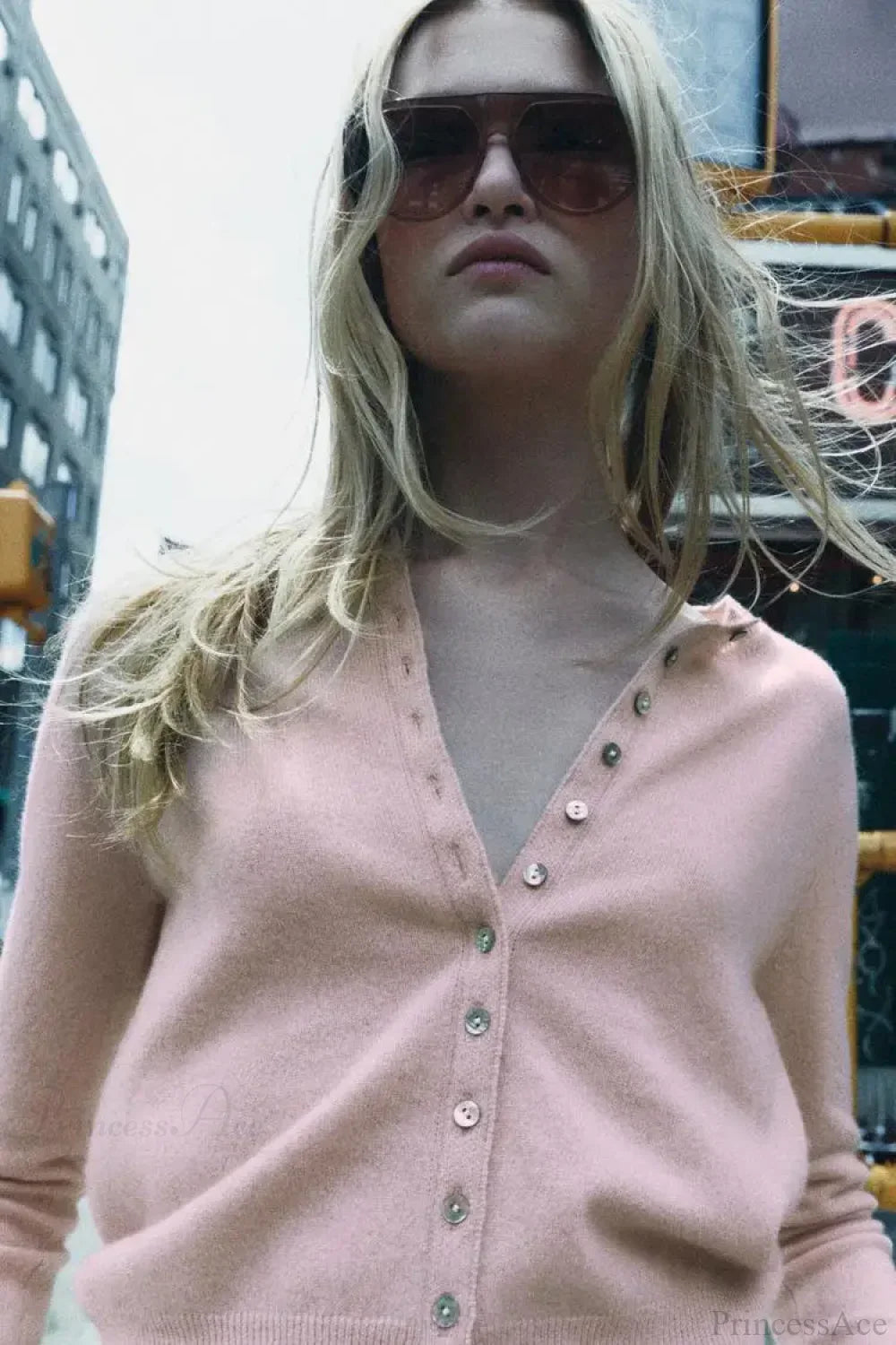 Sweet Pink Round Neck Short Cardigan image 1