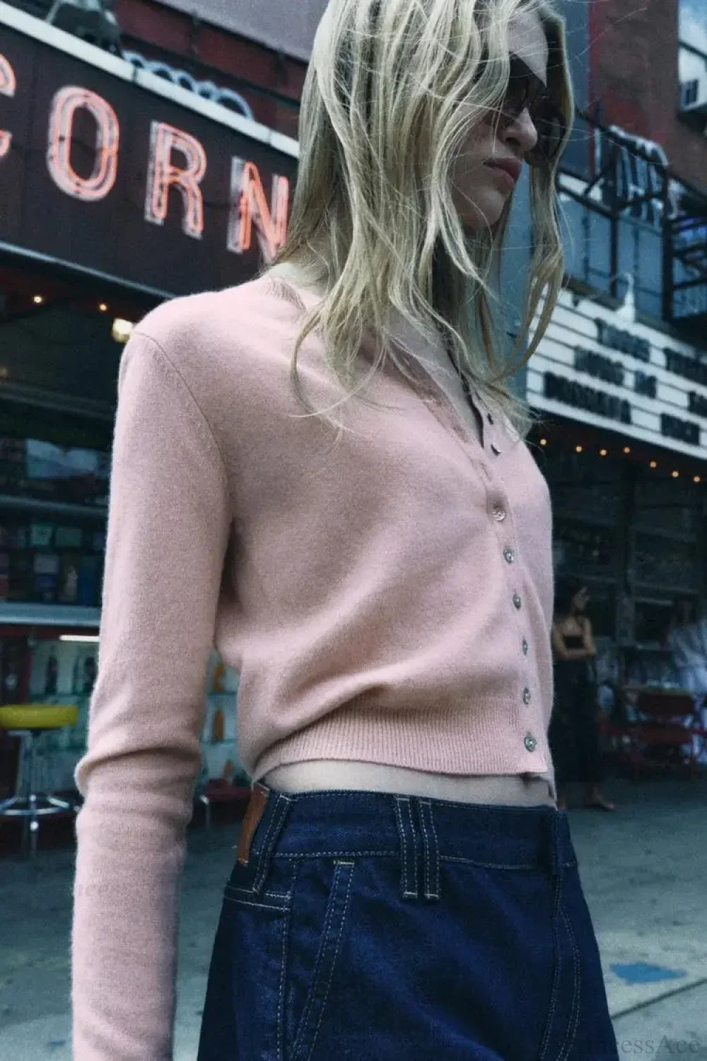 Sweet Pink Round Neck Short Cardigan image 2