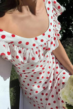 Sweet Ruffle Vacation Polka Dot Maxi Dress image 3