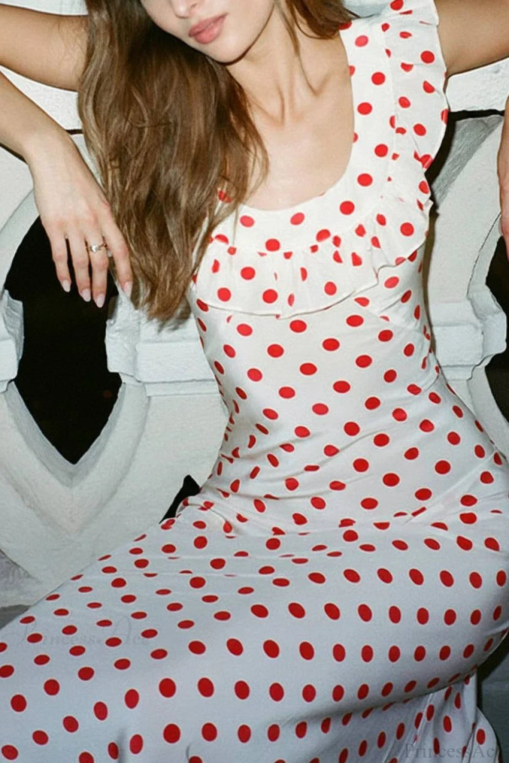 Sweet Ruffle Vacation Polka Dot Maxi Dress image 2