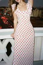 Sweet Ruffle Vacation Polka Dot Maxi Dress image 1