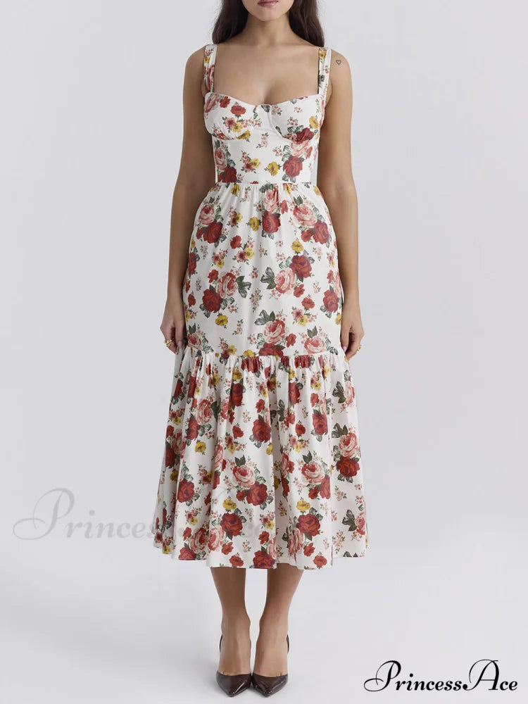 Sweet Spicy Style Charming Floral Backless Midi Dresses image 4
