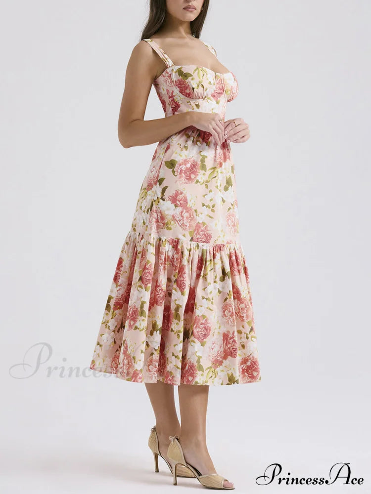 Sweet Spicy Style Charming Floral Backless Midi Dresses image 8