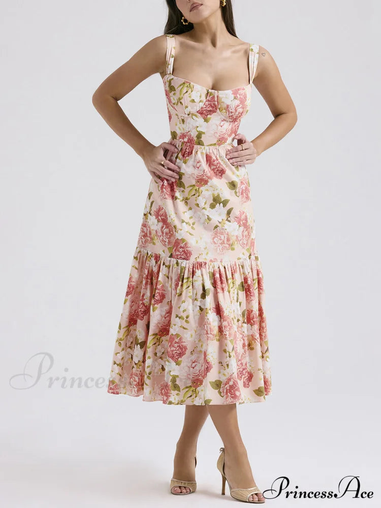 Sweet Spicy Style Charming Floral Backless Midi Dresses image 11