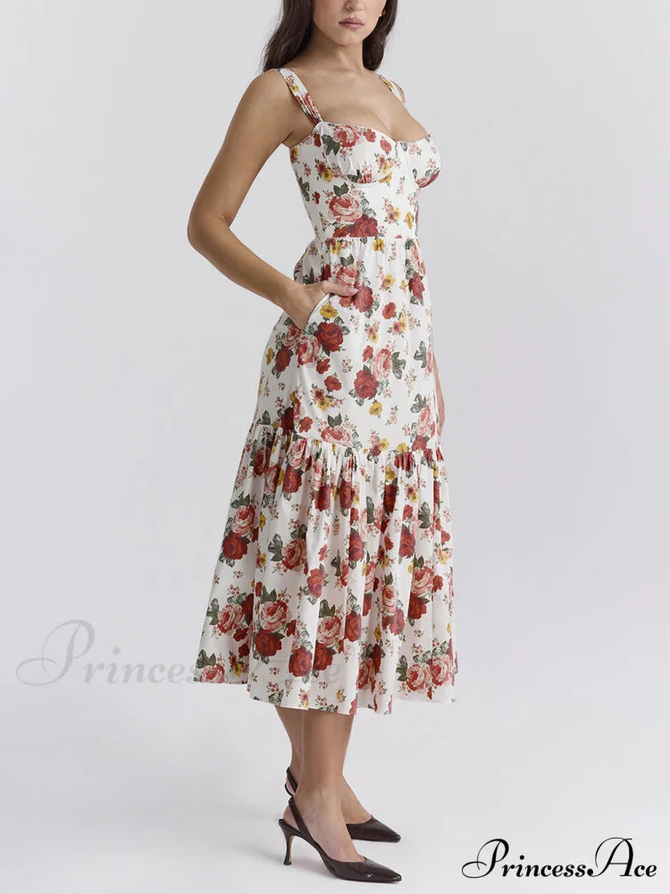 Sweet Spicy Style Charming Floral Backless Midi Dresses image 6