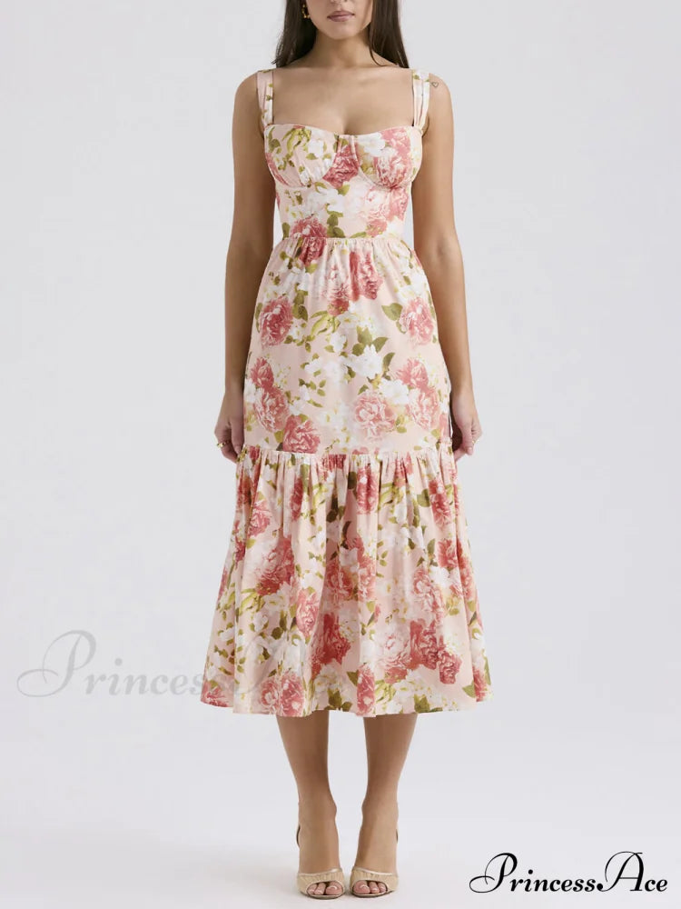 Sweet Spicy Style Charming Floral Backless Midi Dresses image 12