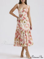 Sweet Spicy Style Charming Floral Backless Midi Dresses image 2