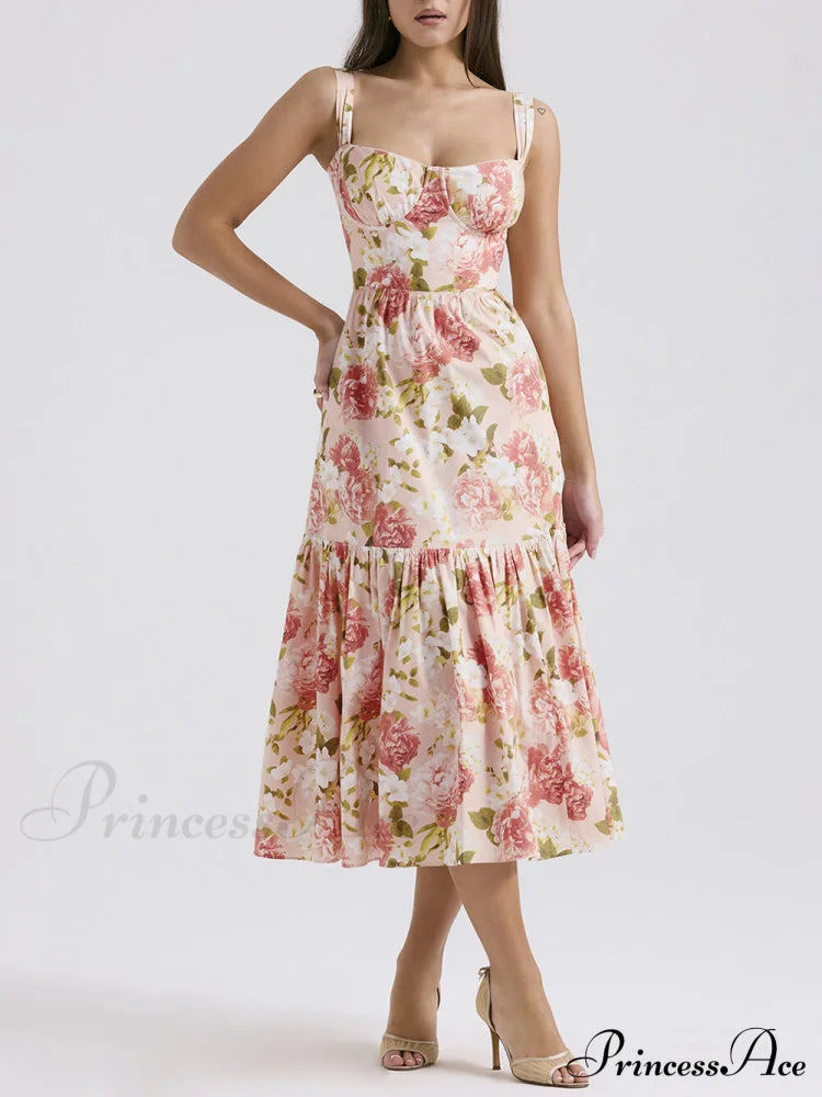 Sweet Spicy Style Charming Floral Backless Midi Dresses image 2