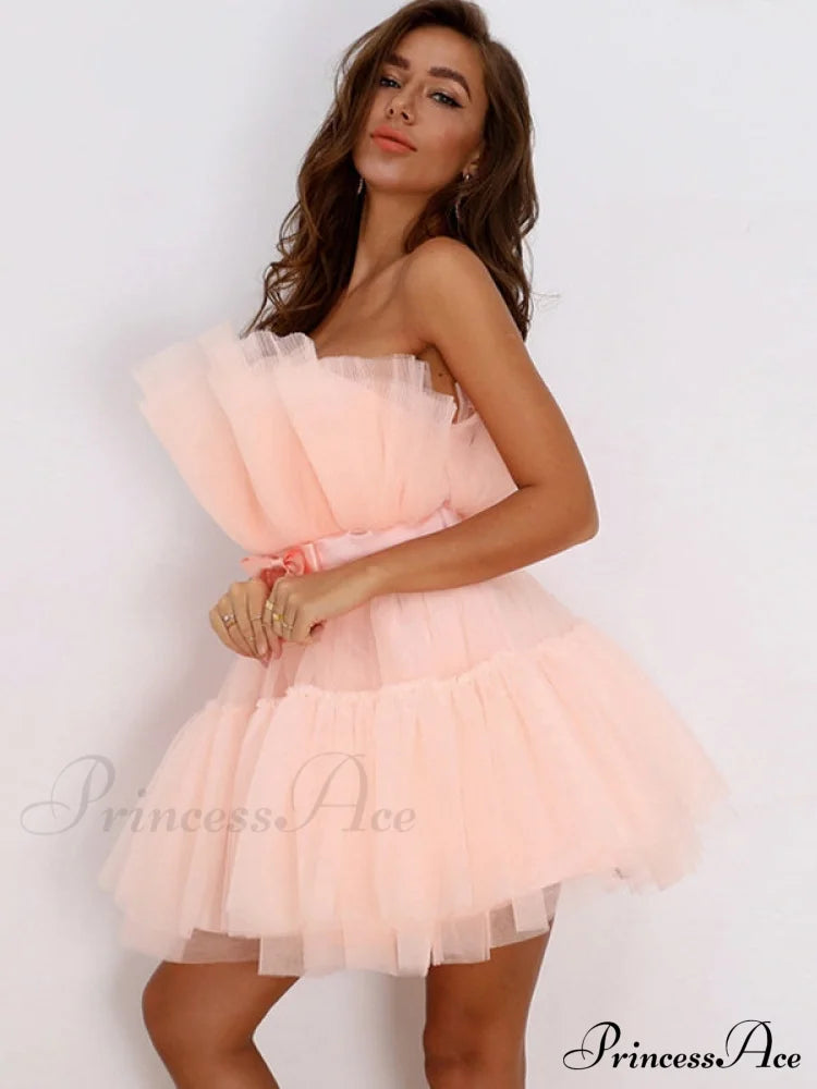 Sweet Women's Mini Party Dress - Hot Pink image 6