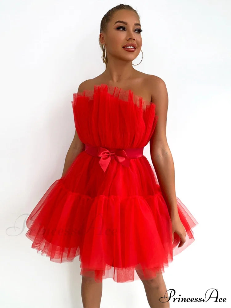 Sweet Women's Mini Party Dress - Hot Pink image 3