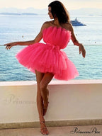 Sweet Women's Mini Party Dress - Hot Pink image 7
