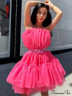 Sweet Women's Mini Party Dress - Hot Pink image 1