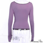 T-Shirt Arm Long for Hollow Top O-Neck Spring Casual Solid Out Women image 3