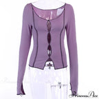 T-Shirt Arm Long for Hollow Top O-Neck Spring Casual Solid Out Women image 4
