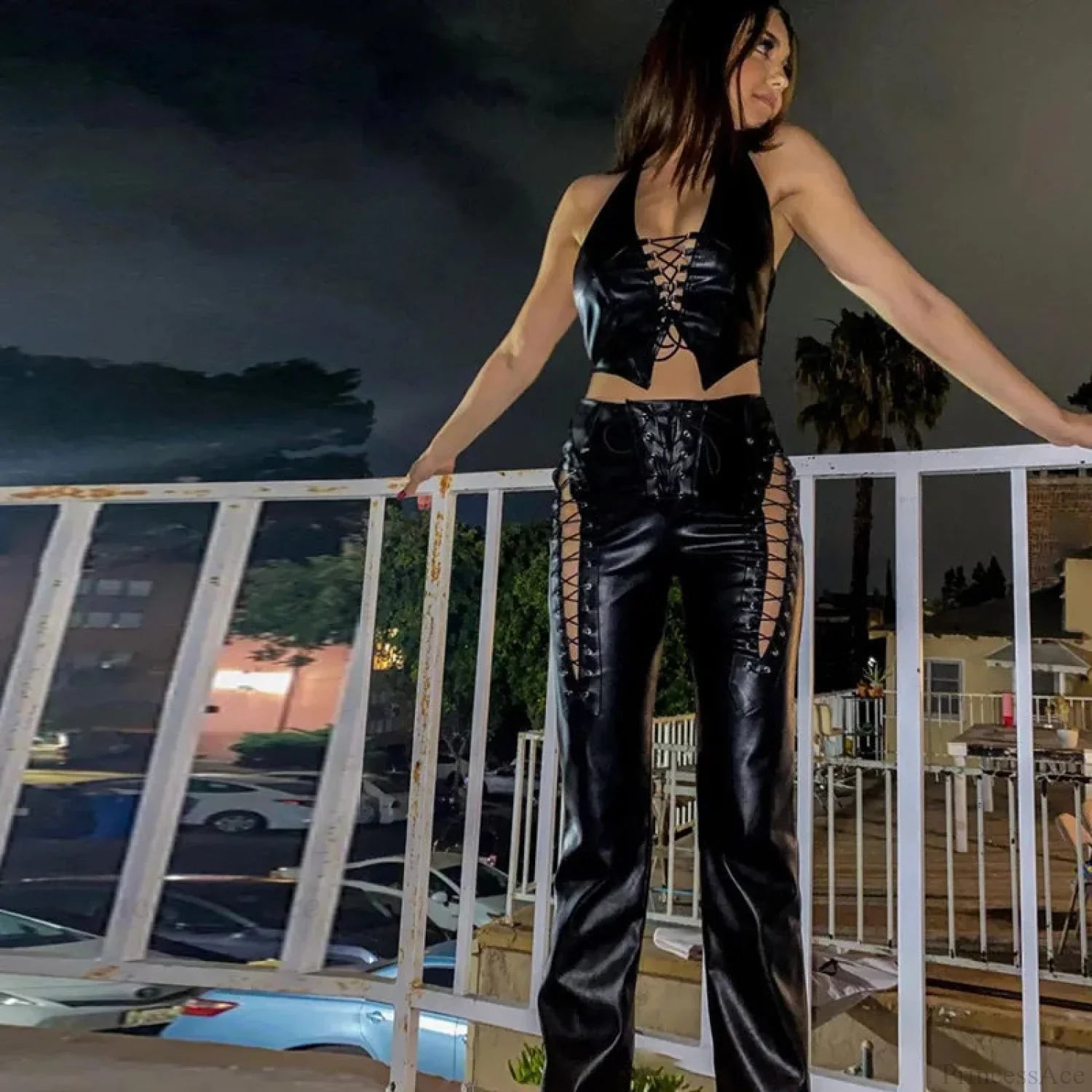 Tall Waist Synthetic Leather Gothic Pant image 2