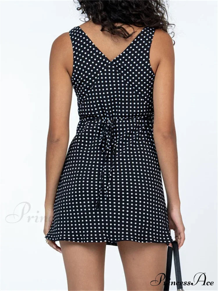 Dot Print Sleeveless V-neck Mini Dress image 3