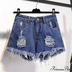 Tassel Detail Shorts Waist High and Denim with for Pockets Women image 14