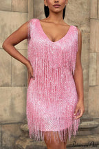 Tassel Sequin Tank Dress image 5