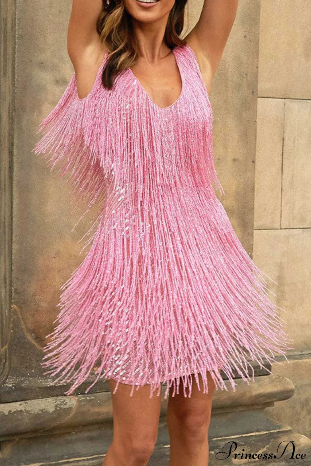 Tassel Sequin Tank Dress image 4