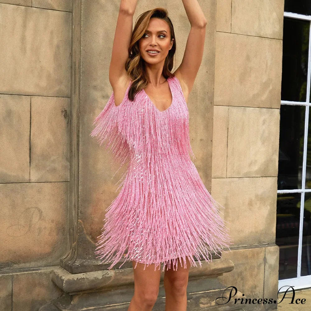 Tassel Sequins White Mini Dress image 10