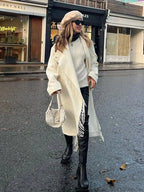 Tassel Turtleneck Irregular Button Overcoat image 5