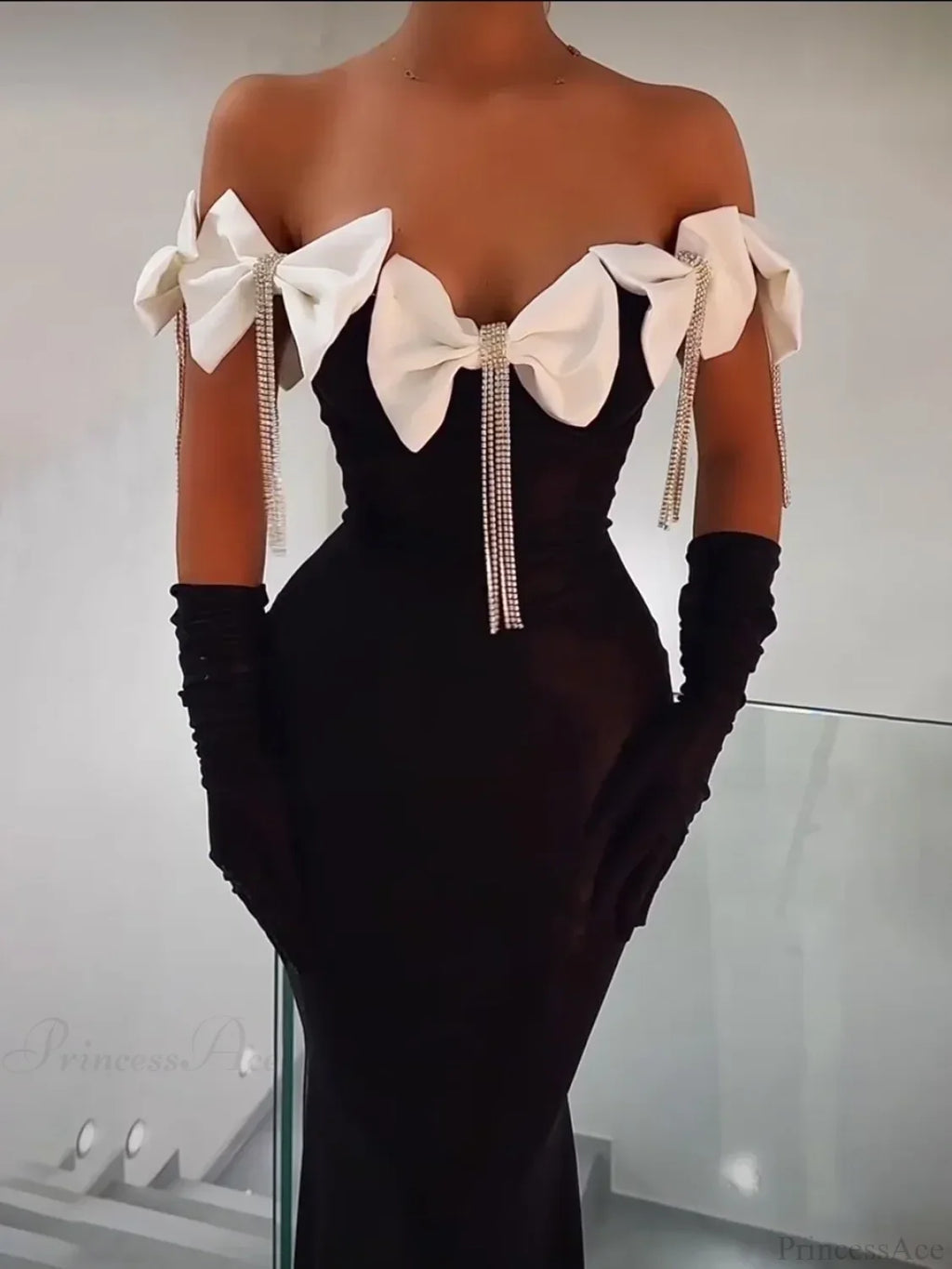Tassel White Bows Off-The-Shoulder Party Dress image 1