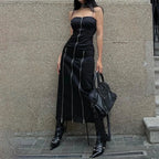 Technical Zip Up Split Ebony Midi Dress image 3