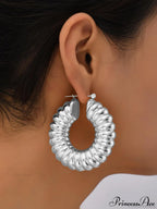 Textured Hoop Earrings For Women image 5