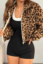 Thickened Short Leopard Print Relaxed Fuzzy Coat image 2