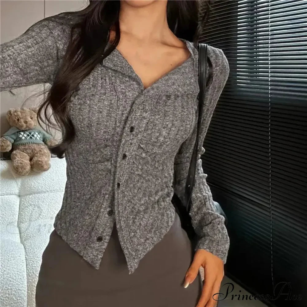 Thin Vintage Cozy Long Sleeve Elegant Single-breasted Stylish Jumper Sweater image 7