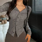 Thin Vintage Cozy Long Sleeve Elegant Single-breasted Stylish Jumper Sweater image 7