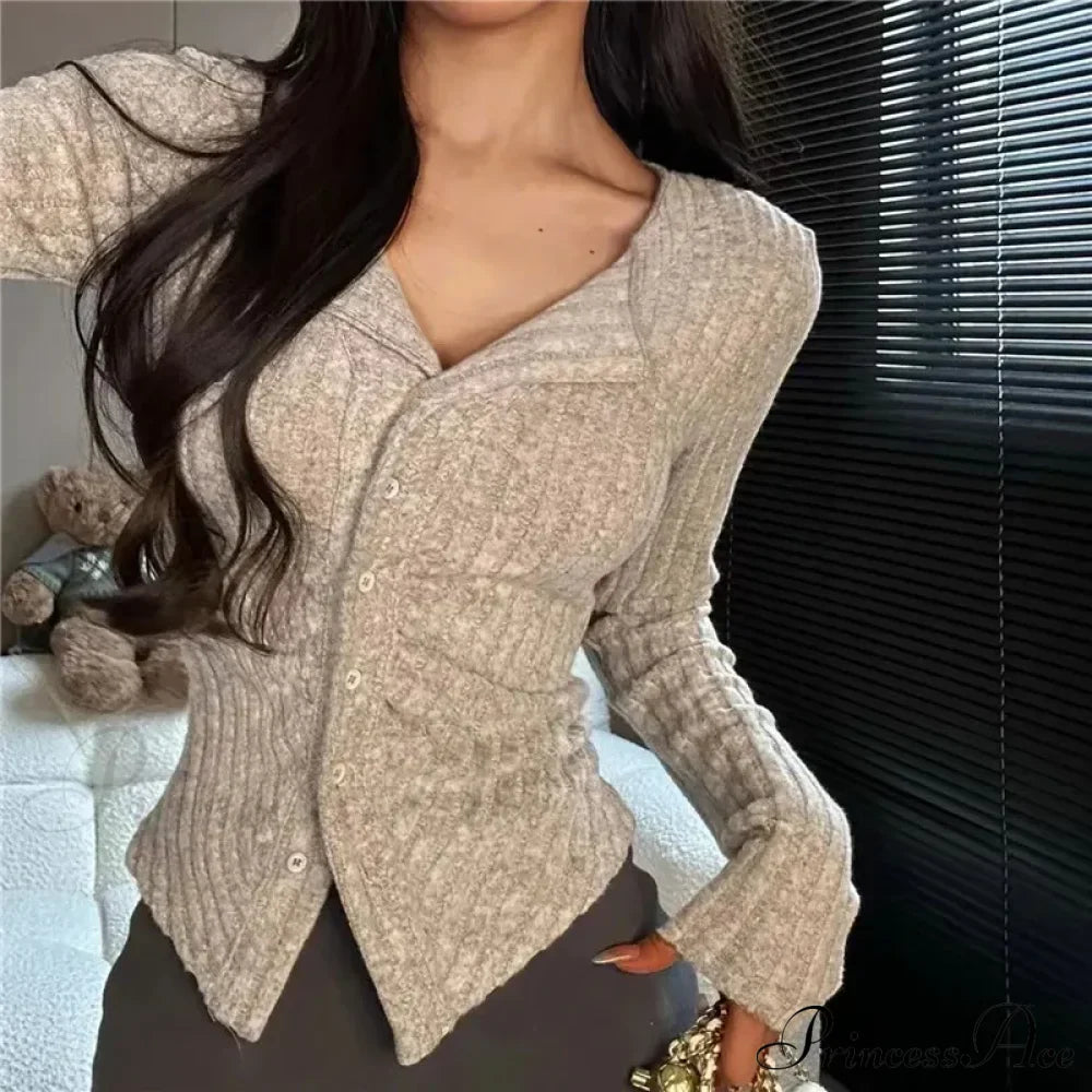 Thin Vintage Cozy Long Sleeve Elegant Single-breasted Stylish Jumper Sweater image 4