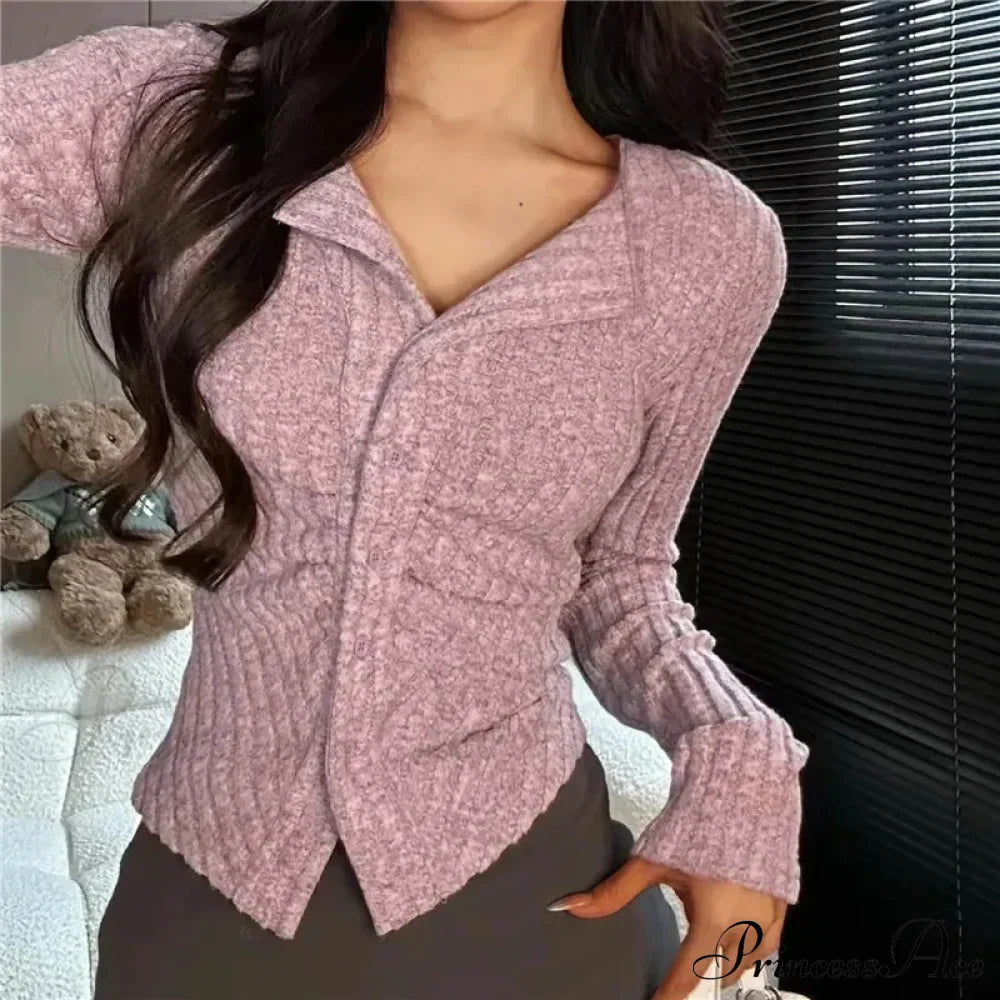 Thin Vintage Cozy Long Sleeve Elegant Single-breasted Stylish Jumper Sweater image 8