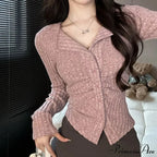 Thin Vintage Cozy Long Sleeve Elegant Single-breasted Stylish Jumper Sweater image 5