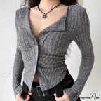 Thin Vintage Cozy Long Sleeve Elegant Single-breasted Stylish Jumper Sweater image 2