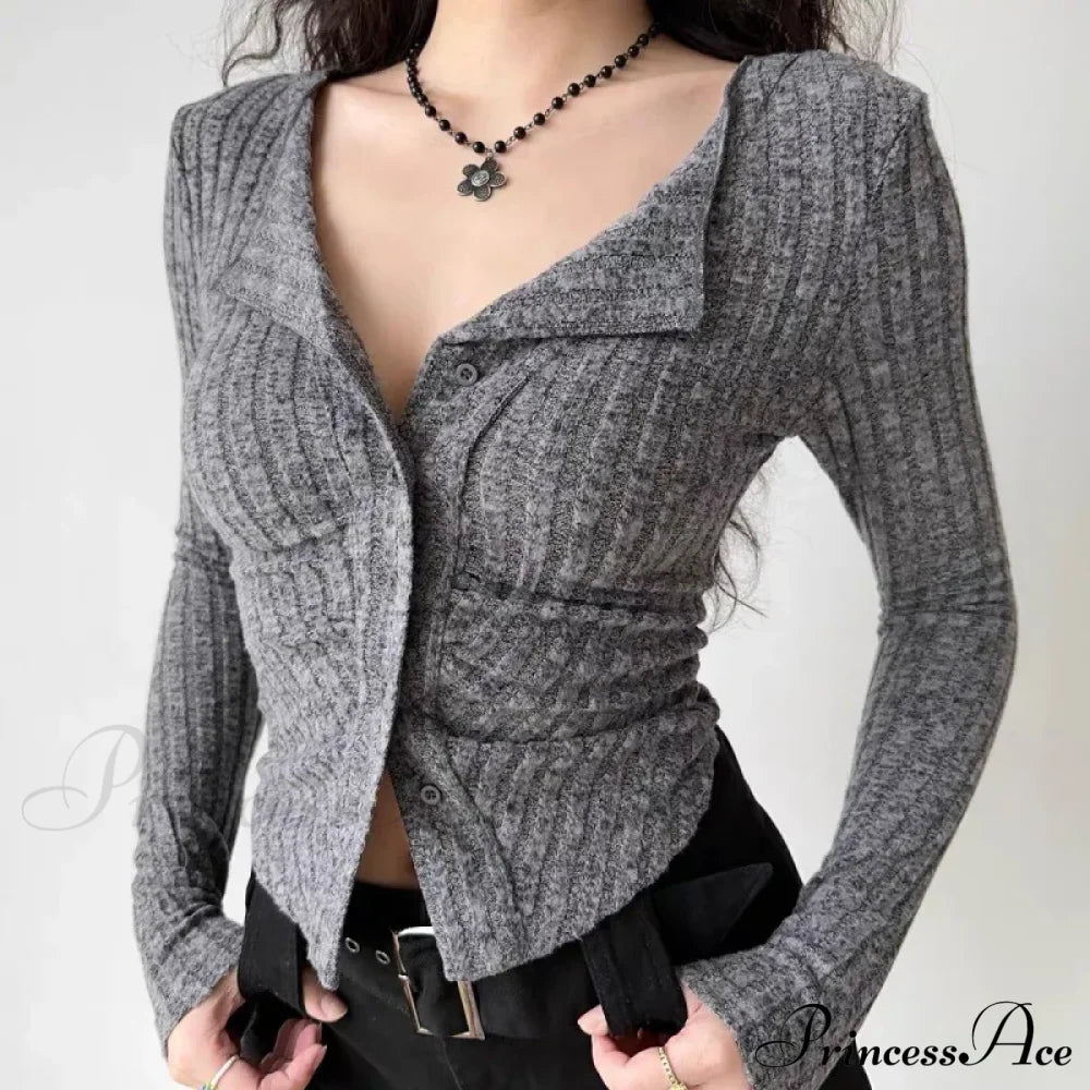 Thin Vintage Cozy Long Sleeve Elegant Single-breasted Stylish Jumper Sweater image 2