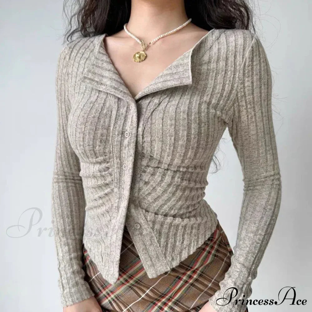 Thin Vintage Cozy Long Sleeve Elegant Single-breasted Stylish Jumper Sweater image 1