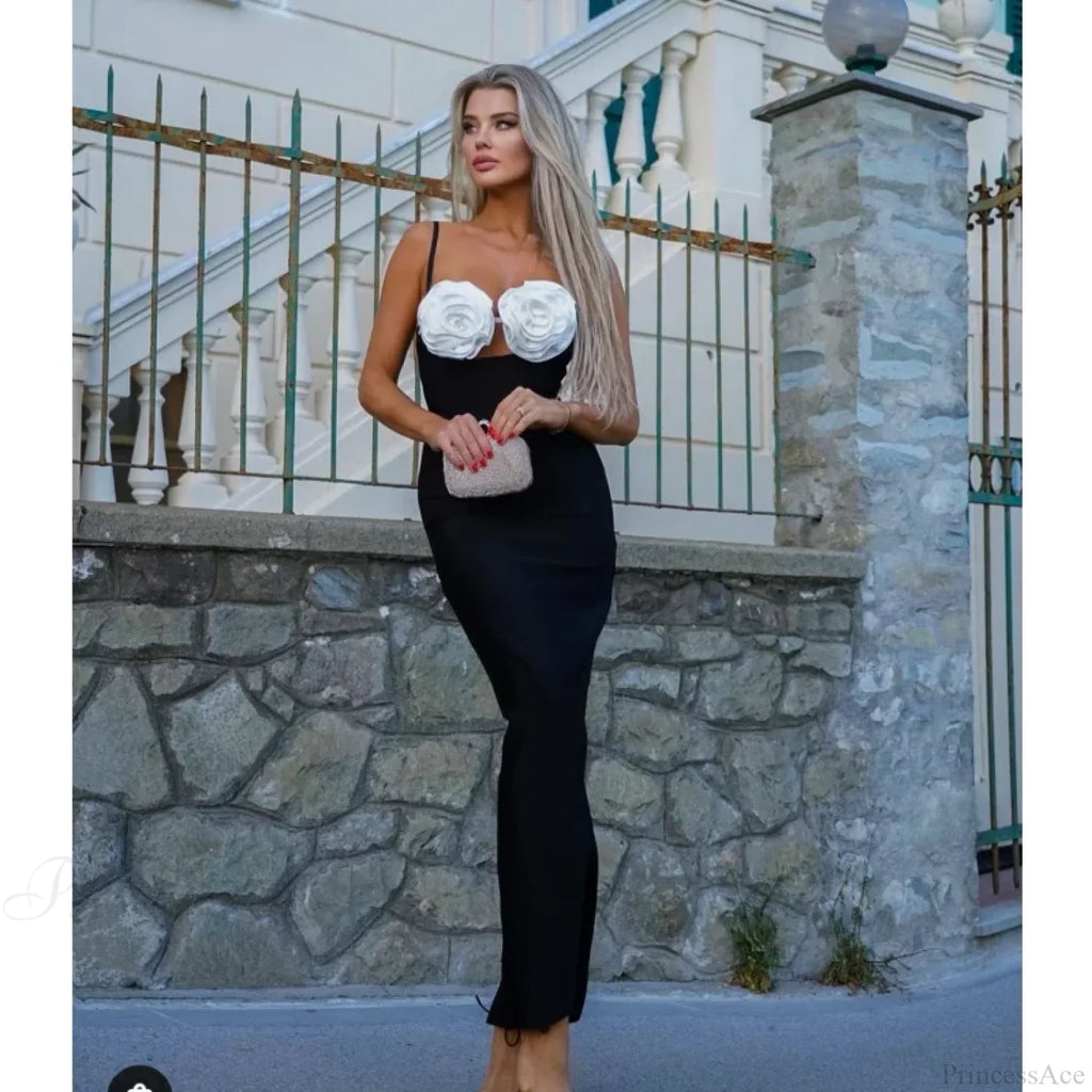 Three-Dimensional Flower Mid-Calf Party Dress image 1